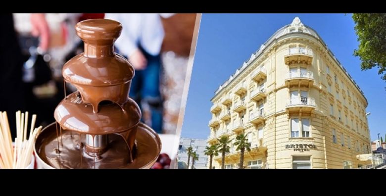 CHOCOLATE EXPERIENCE OPATIJA u Hotelu Bristol 4  3 dana i 2 nocenja na bazi polupansiona za 2 osobe Izlozba cokolade veliki cokoladni fontana party interaktivne radionice i degustacije 