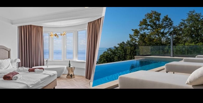 KRALJEVSKI ODMOR u Residence Apartments Opatija uz 2 nocenja za 3 ili 5 osoba u luksuznom apartmanu s terasom POGLEDOM na cijeli Kvarner i uzivanjem u grijanom infinity bazenu uz suncaliste 
