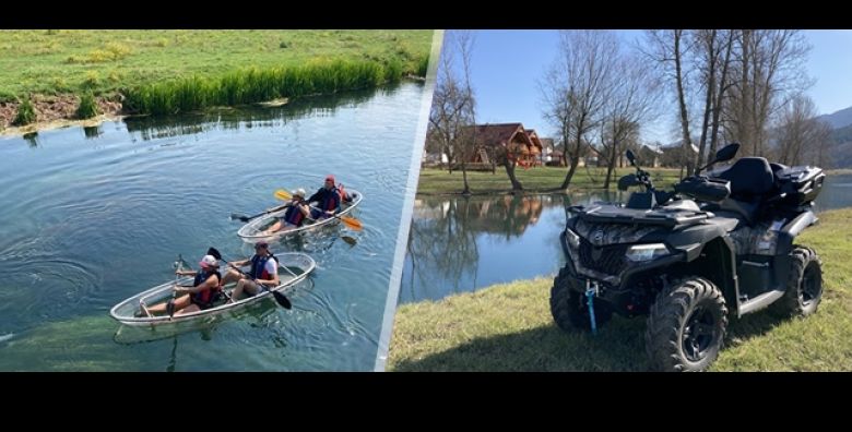 Iskusite jedinstveni DOZIVLJAJ VESLANJA u prozirnom kajaku na rijeci Gacki uz adrenalinsku voznju quadom ili buggyem GACKOM DOLINOM u trajanju od 4 sata sve za dvije osobe 