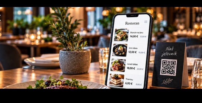 Menurix digitalni cjenici i jelovnici uz QR kodove i SIDRENE CIJENE  osnovni GODISNJI PAKET za do 5 aktivnih cjenika za 1 lokaciju i lakse poslovanje u ugostiteljstvu ili uslugama za samo 39 € 