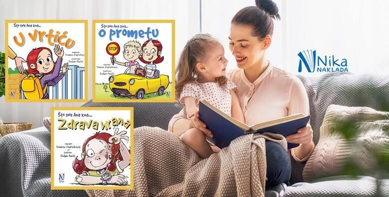 DJECJE SLIKOVNICE  set od 3 komada iz serijala Sto sve Ana zna u izdanju Naklade Nika Naucite malisane sve o prometu vrticu i zdravoj prehrani na zabavan nacin