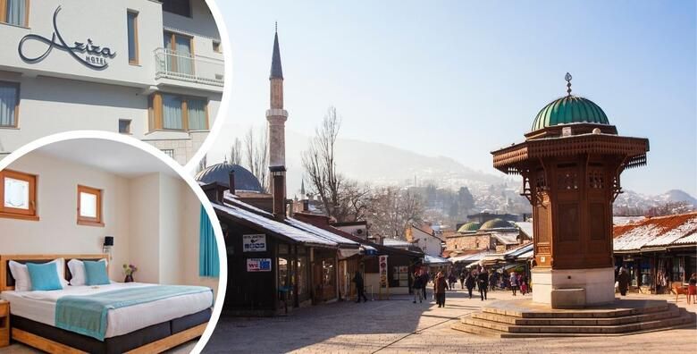 SARAJEVO  1 ili vise nocenja s doruckom za dvoje  gratis paket za 1 dijete do 6 godina uz koristenje saune u Hotelu Aziza 4 5 minuta od prekrasne Bascarsije