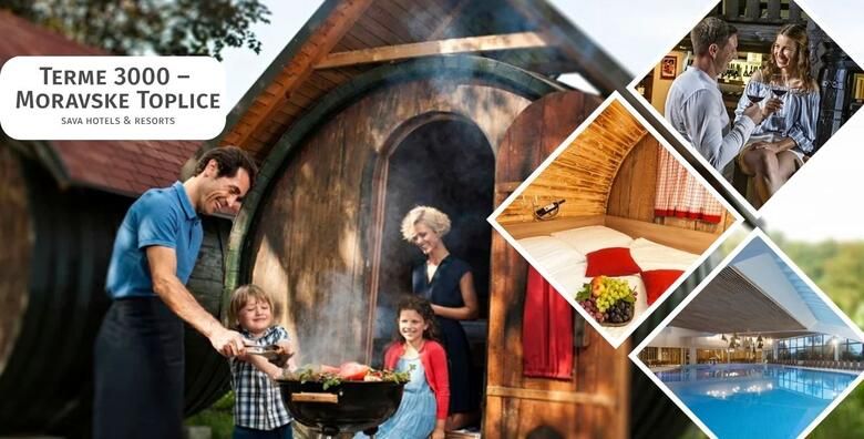 Omiljena pustolovina za parove  Glamping odmor u VINSKIM BACVAMA uz 1 ili 2 nocenja s polupansionom te kupanjem u unutarnjim termalnim bazenima i koristenjem sauna